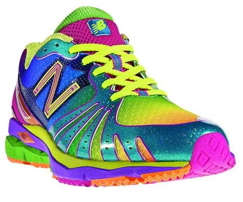 bright multi colored running shoes.